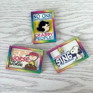 Vintage NEW Colorful Peanuts Comic Magnets Lot of 3